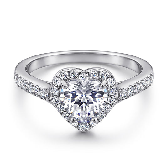 Silver Ring with Heart Shaped CZ Diamond