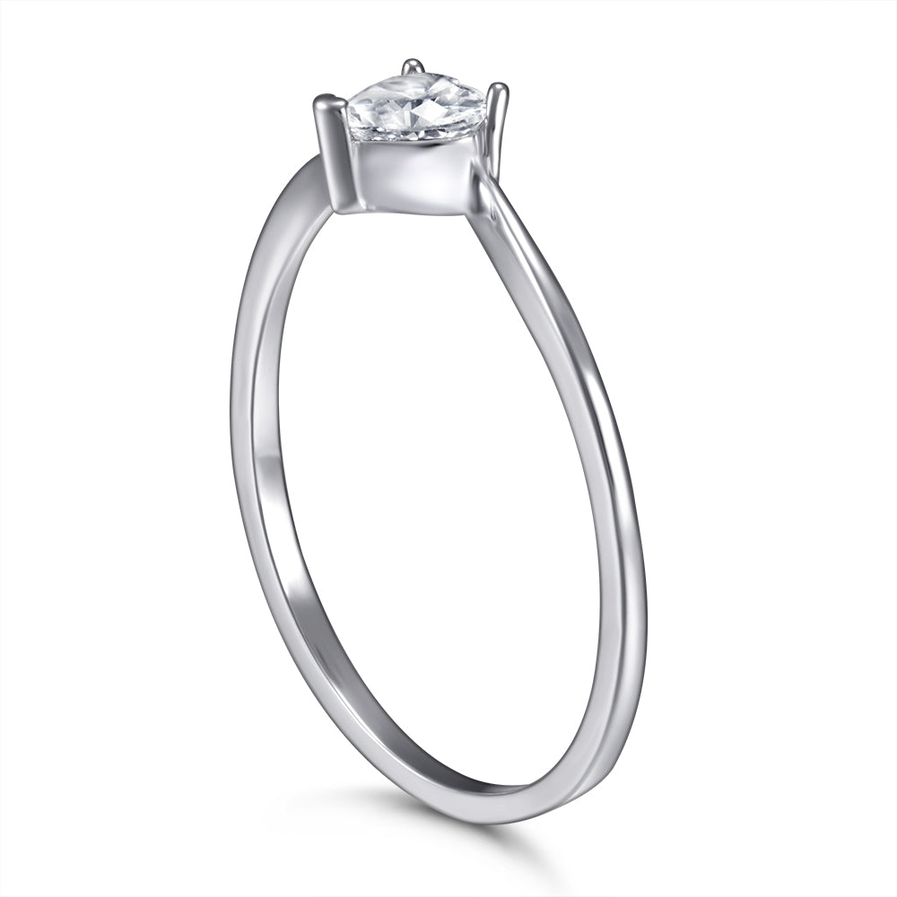 Silver Ring with Heart shaped CZ Diamond