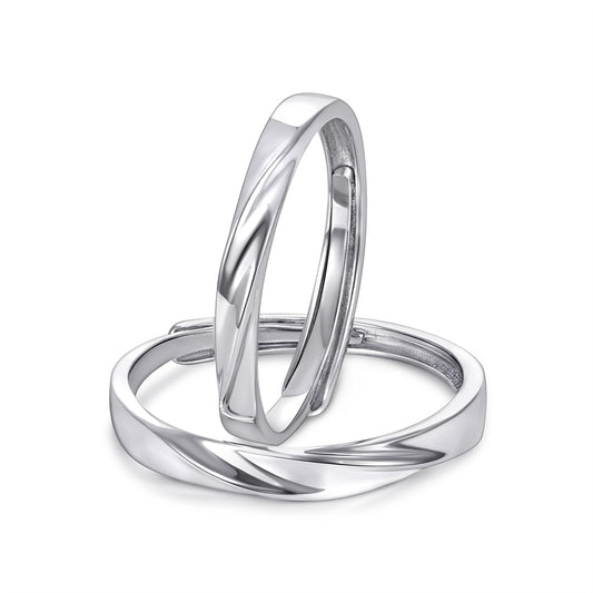 Silver Couple Rings with Spiral Finish