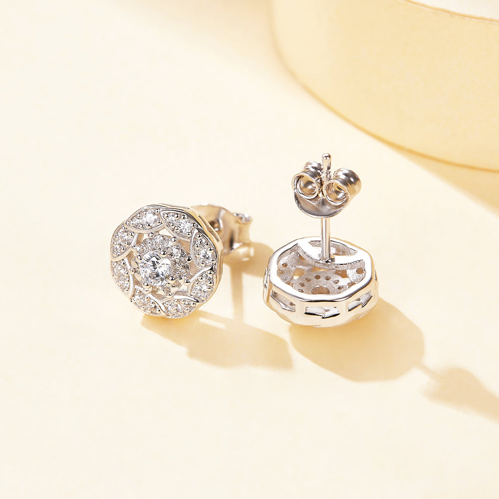 Silver Studs with Round CZ Stone