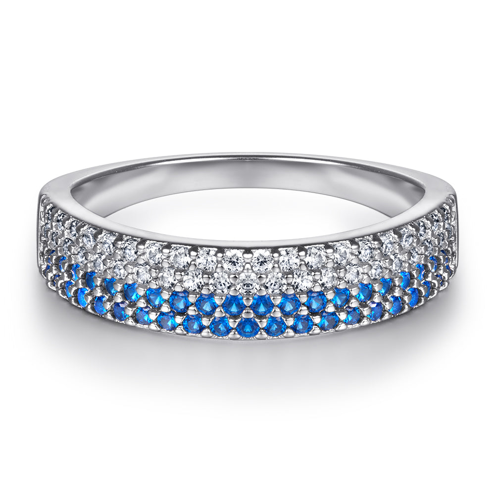 Blue & Silver Ring with Tiny CZ Diamonds