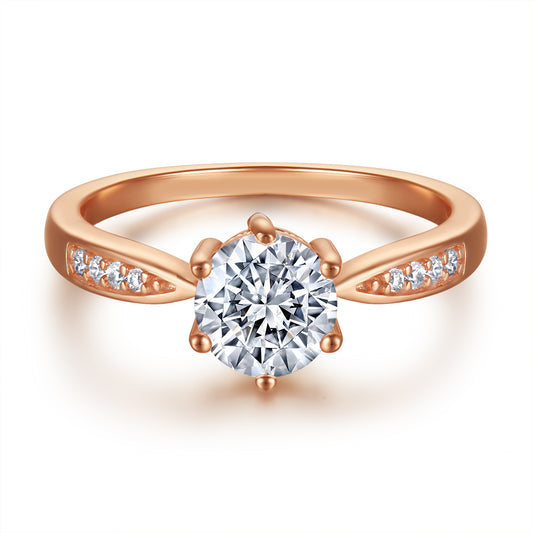 Gold Plated Silver Ring with CZ Diamonds