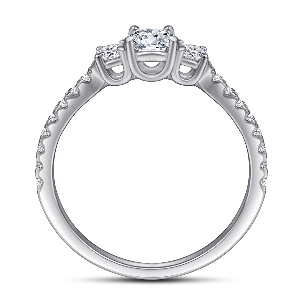 Fine Silver Ring with Tiny CZ Diamonds