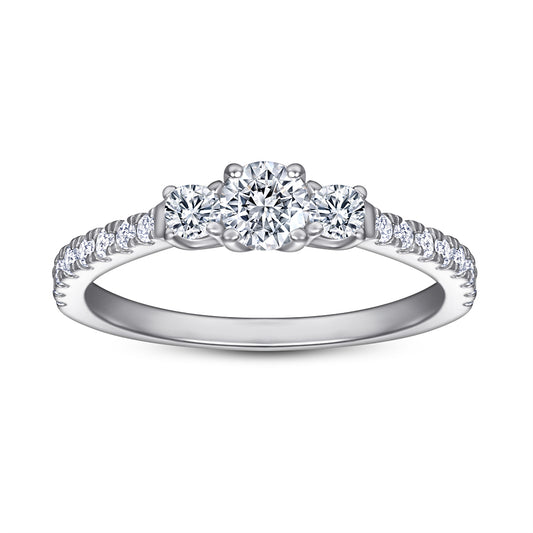 Fine Silver Ring with Tiny CZ Diamonds