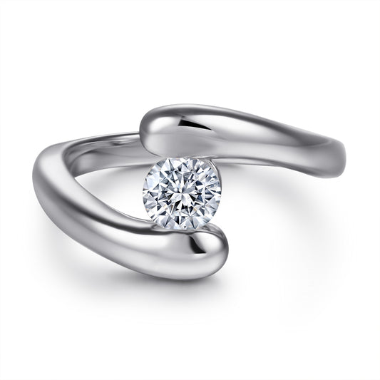 Silver Ring holding a CZ Diamond