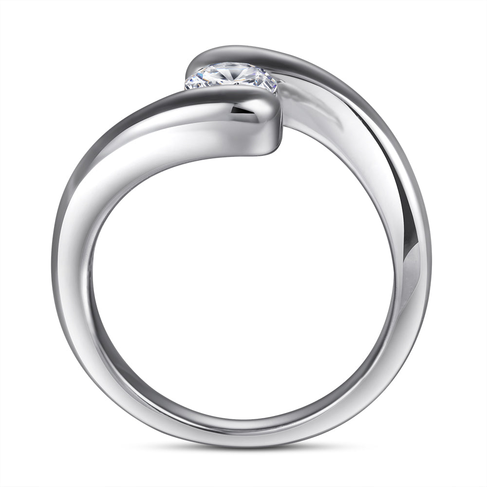 Silver Ring holding a CZ Diamond