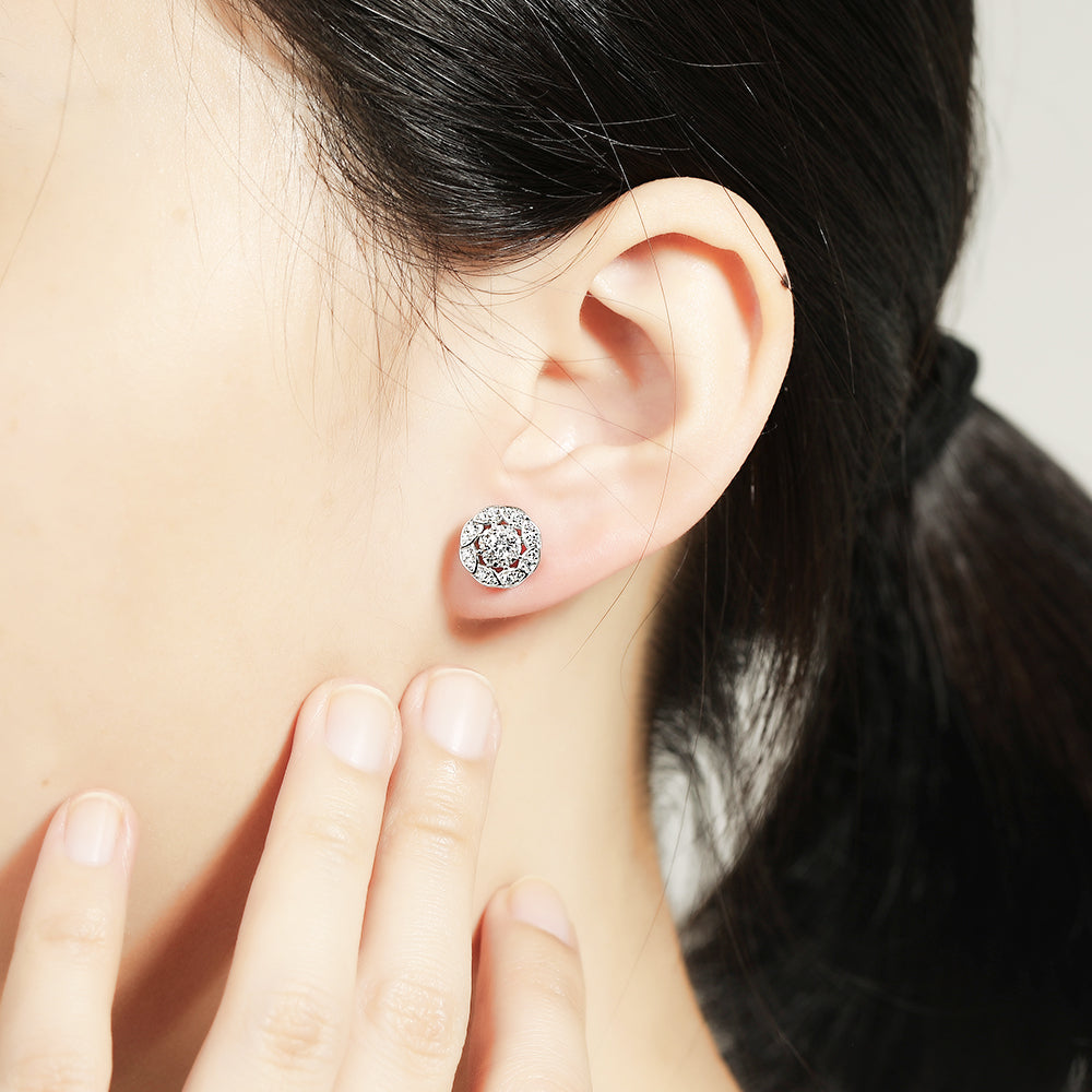 Silver Studs with Round CZ Stone