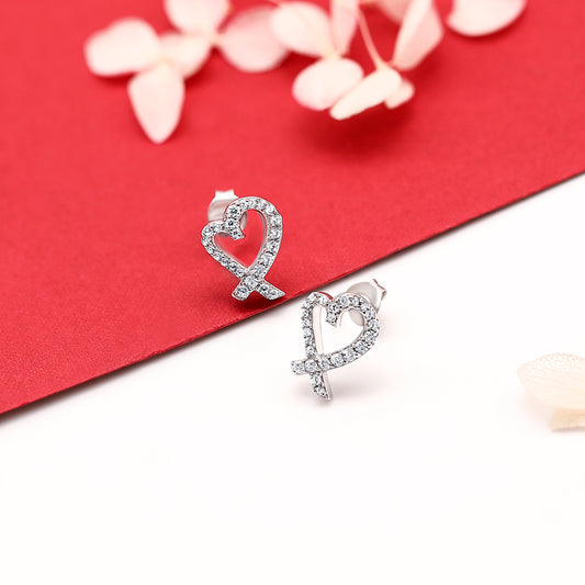 Heart Shaped Earrings with CZ Stones