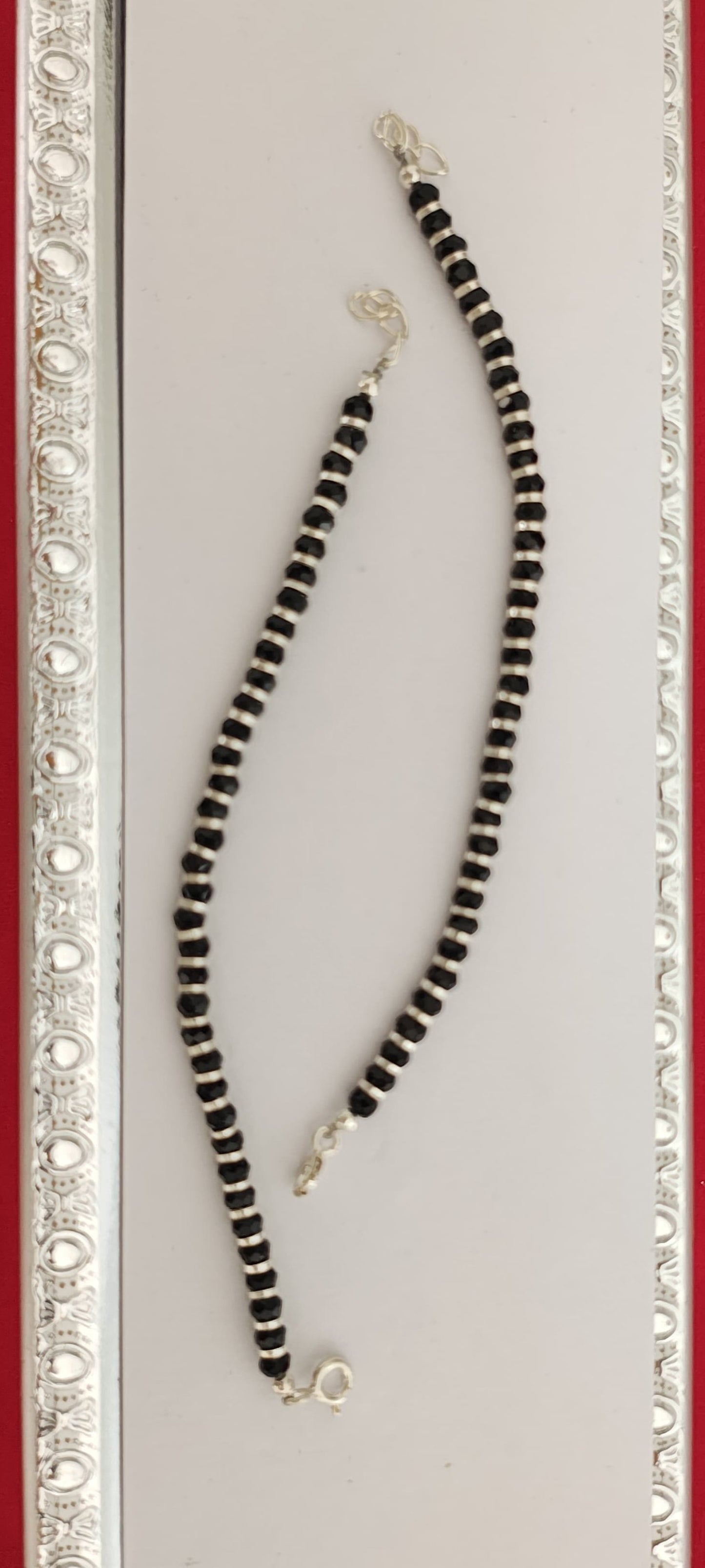 Black Bead Style Silver Bracelet for Kids