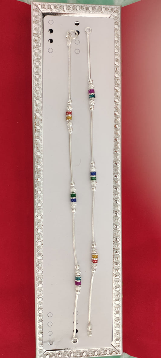 Simple but Elegant Silver Anklets with Small Pipes