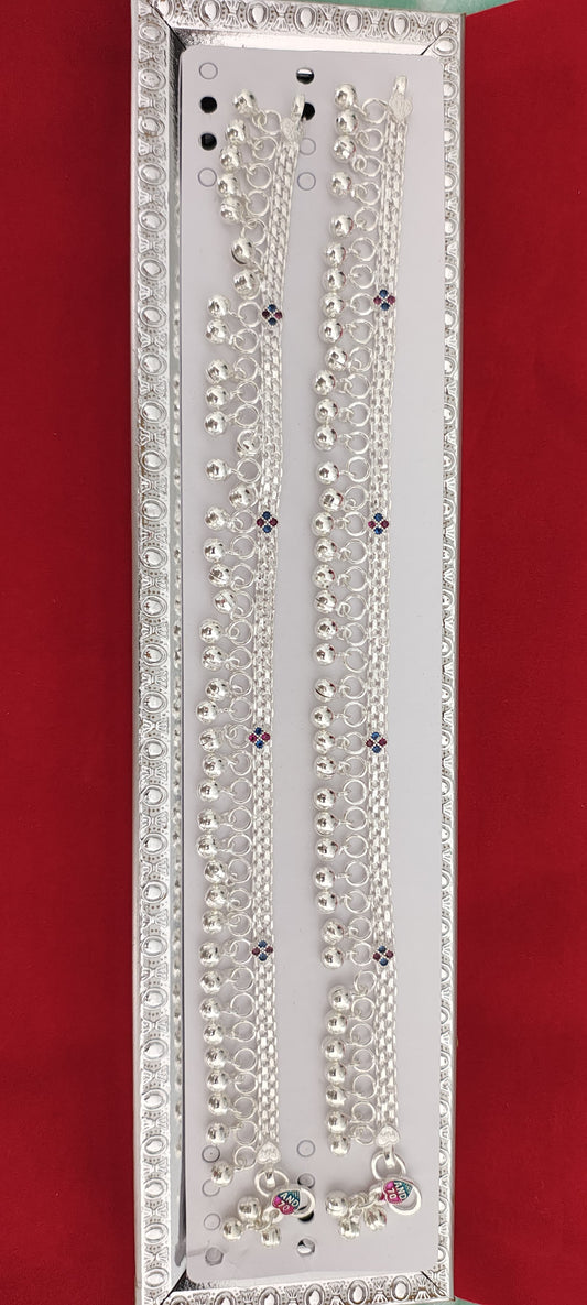 Silver Anklets with Tinkling Bells