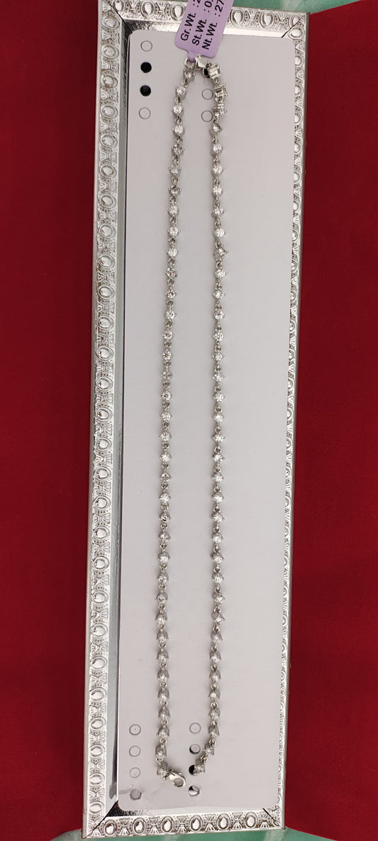 Silver Anklets with White CZ Stones