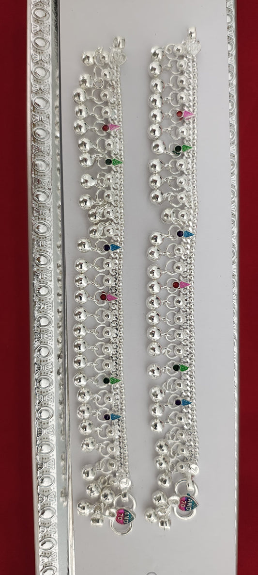 Silver Anklets with Tingling Bells for Kids