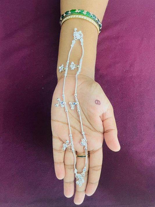 Colourful Silver Anklets for Kids