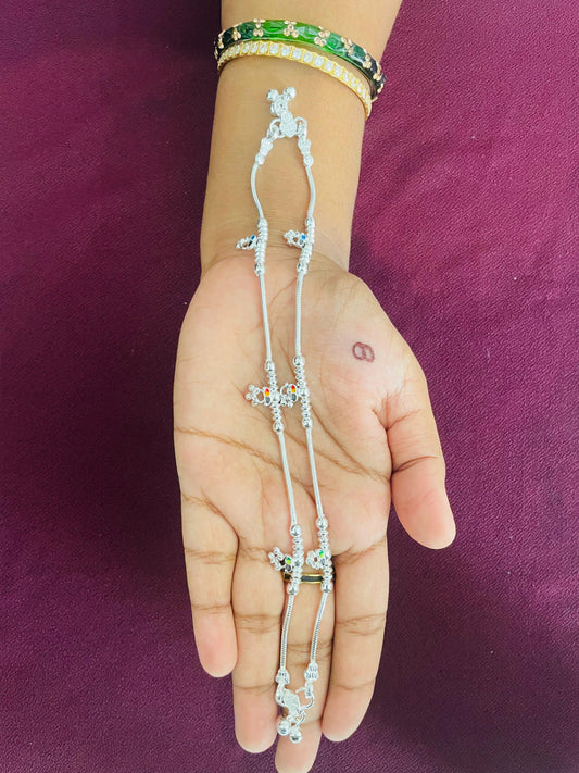 Colourful Silver Anklets for Kids