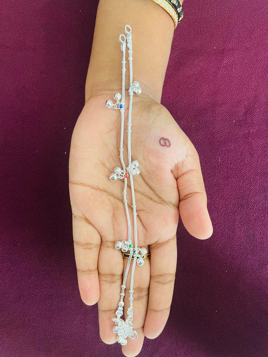 Colourful Silver Anklets for Kids