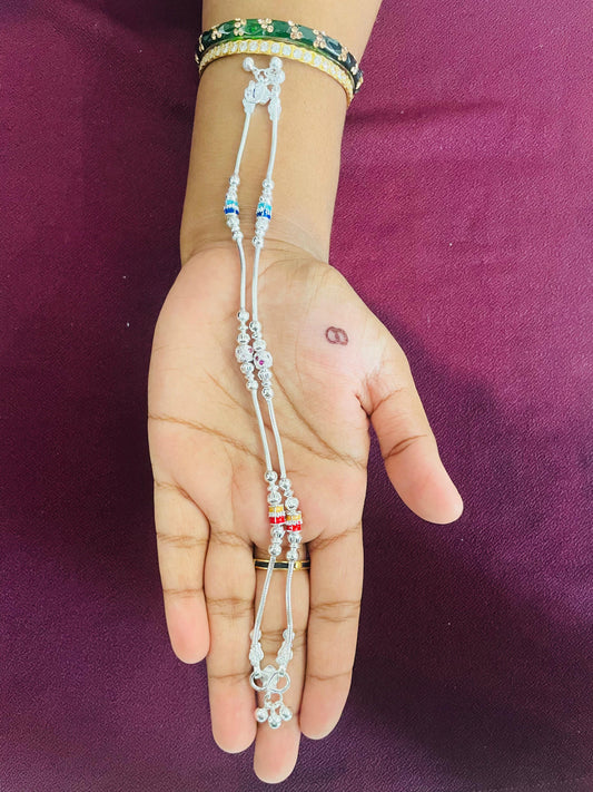Colourful Silver Anklets for Kids