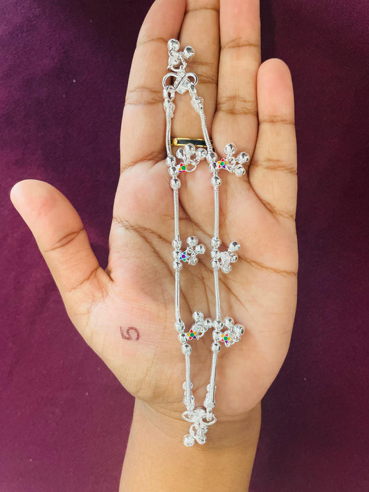 Colourful Silver Anklets for Kids