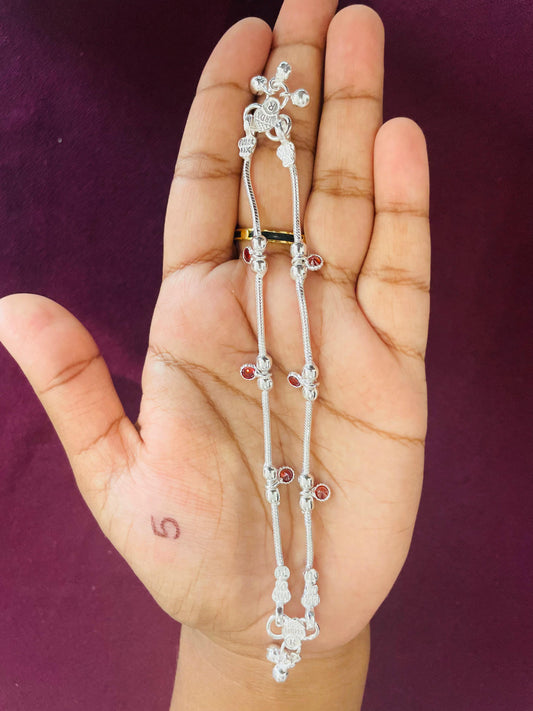 Colourful Silver Anklets for Kids