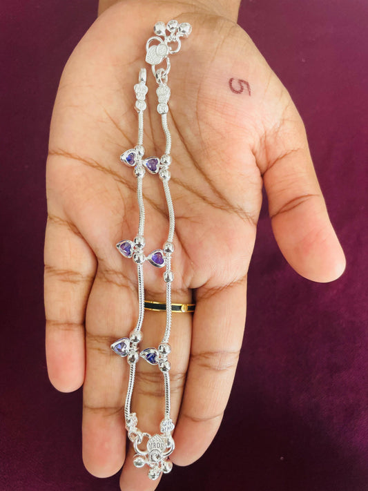 Colourful Silver Anklets for Kids