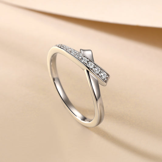 Bow Tie model Silver Ring with Tiny CZ Diamonds