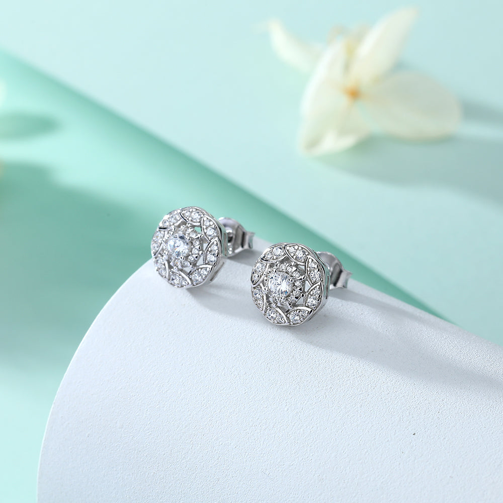 Silver Studs with Round CZ Stone