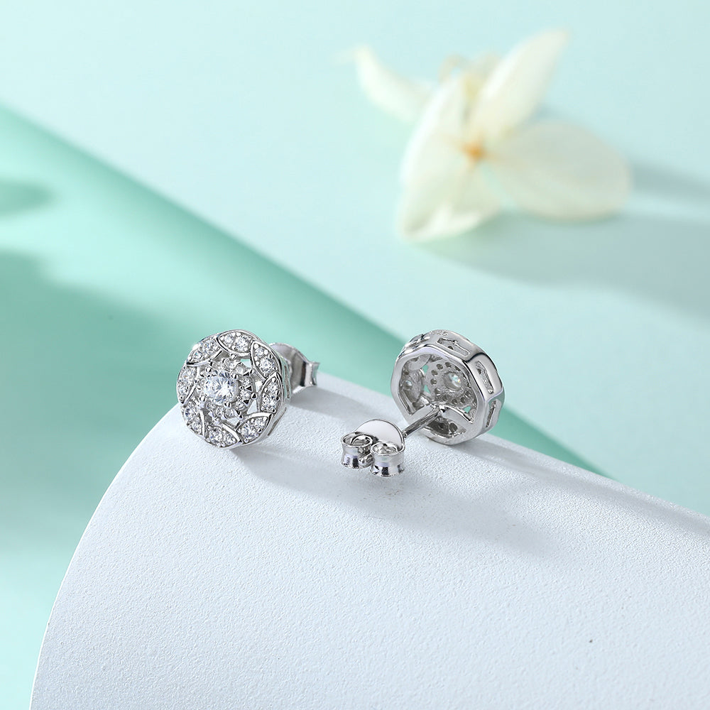 Silver Studs with Round CZ Stone
