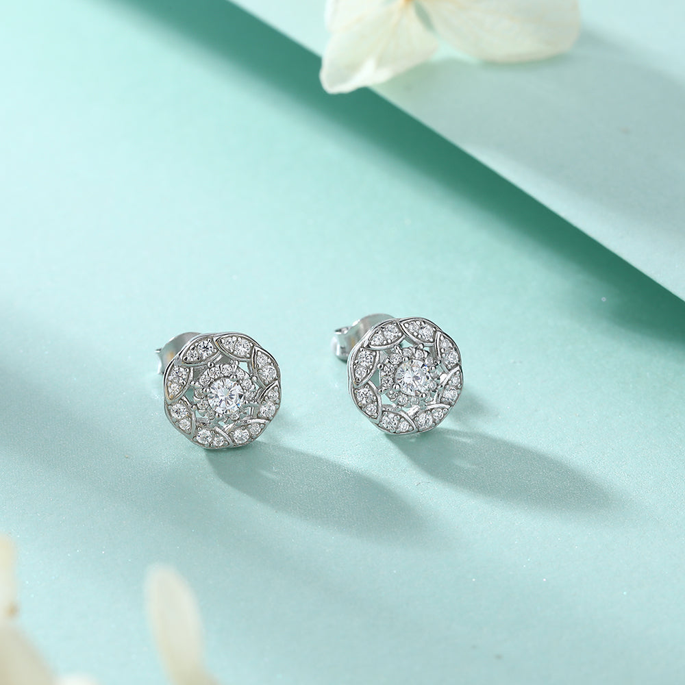 Silver Studs with Round CZ Stone