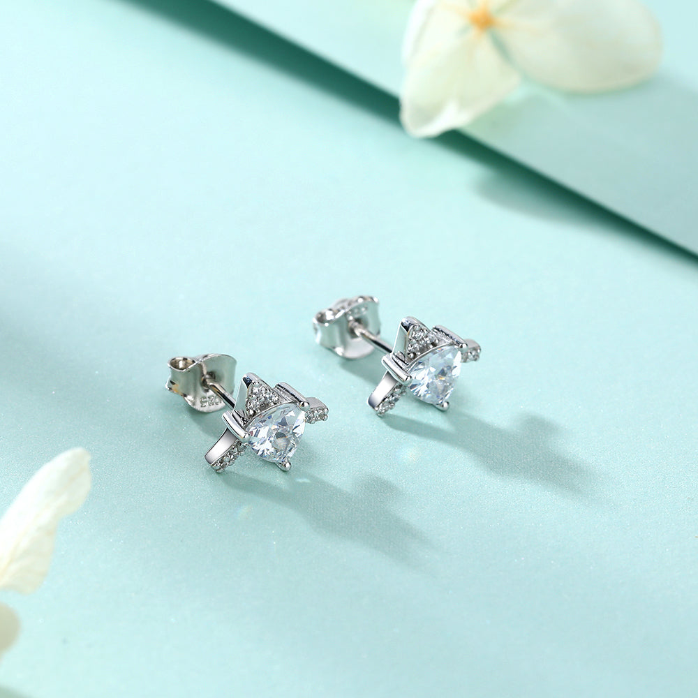 Silver Studs with CZ Stone