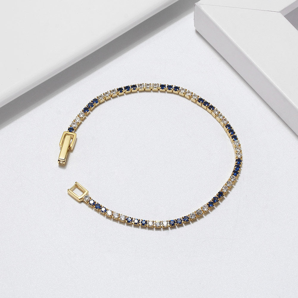 Tennis Bracelet with Blue and White CZ Diamonds