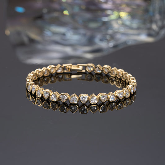 Elegant Bracelet with Heart Shaped CZ Diamonds