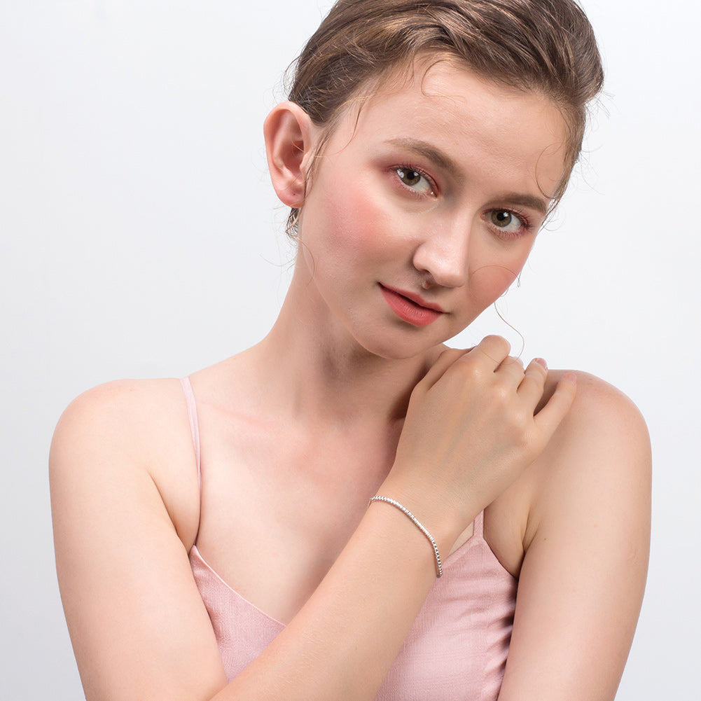 Adjustable Sleek Bracelet with Tiny CZ Diamonds