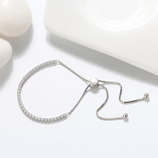 Adjustable Sleek Bracelet with Tiny CZ Diamonds
