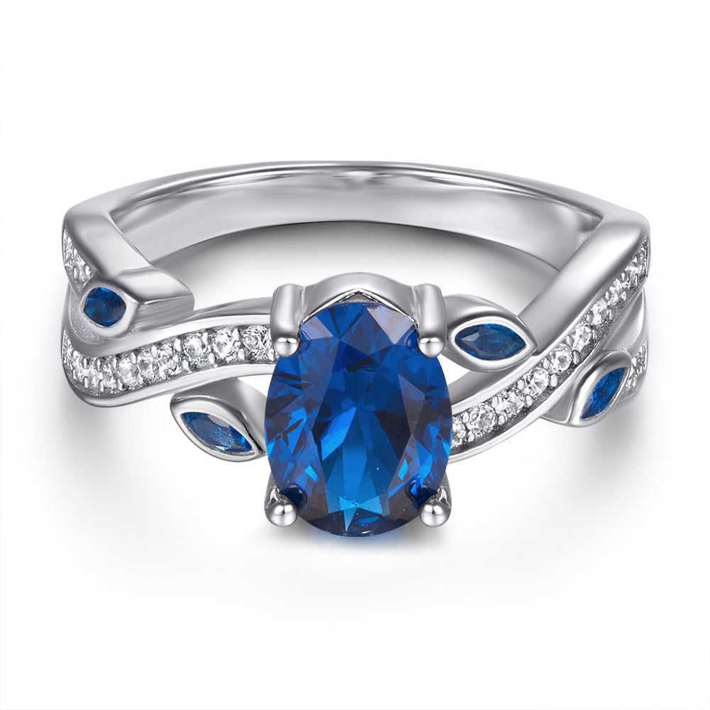 Silver Ring with Blue CZ Diamonds